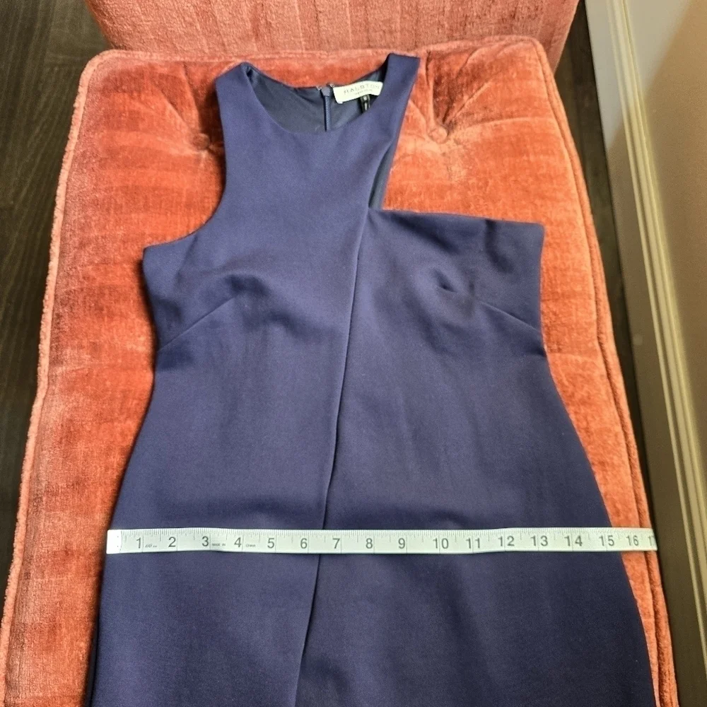 Halston Heritage Asymmetrical Neckline Purple Mini Sheath Dress Sz. S - Picture 8 of 10